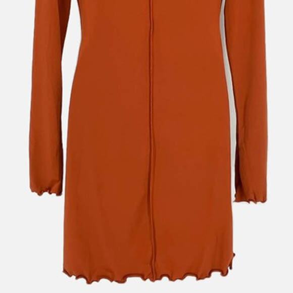 ASOS Flounce Mini Dress with Seam Detail in Burnt Orange Size 8 - Picture 7 of 12
